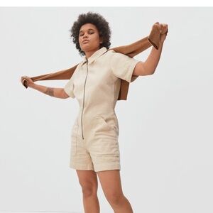 Everlane The Denim Short Coverall Organic Cotton Size 6 Artsy Gorpcore
